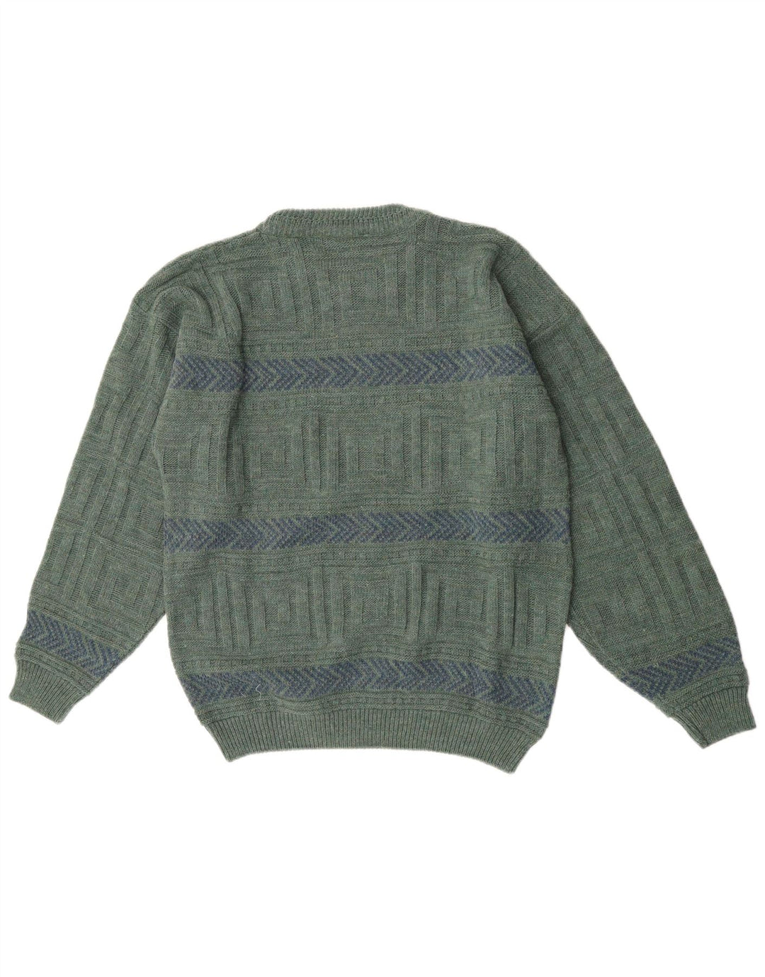 Claude De Pierre Pull Col Rond Homme Vert Moyen Laine Géométrique