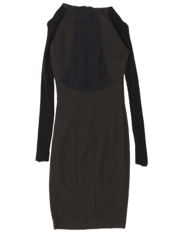 Pinko Robe moulante à manches longues pour femme UK 10 Petit Gris Polyester