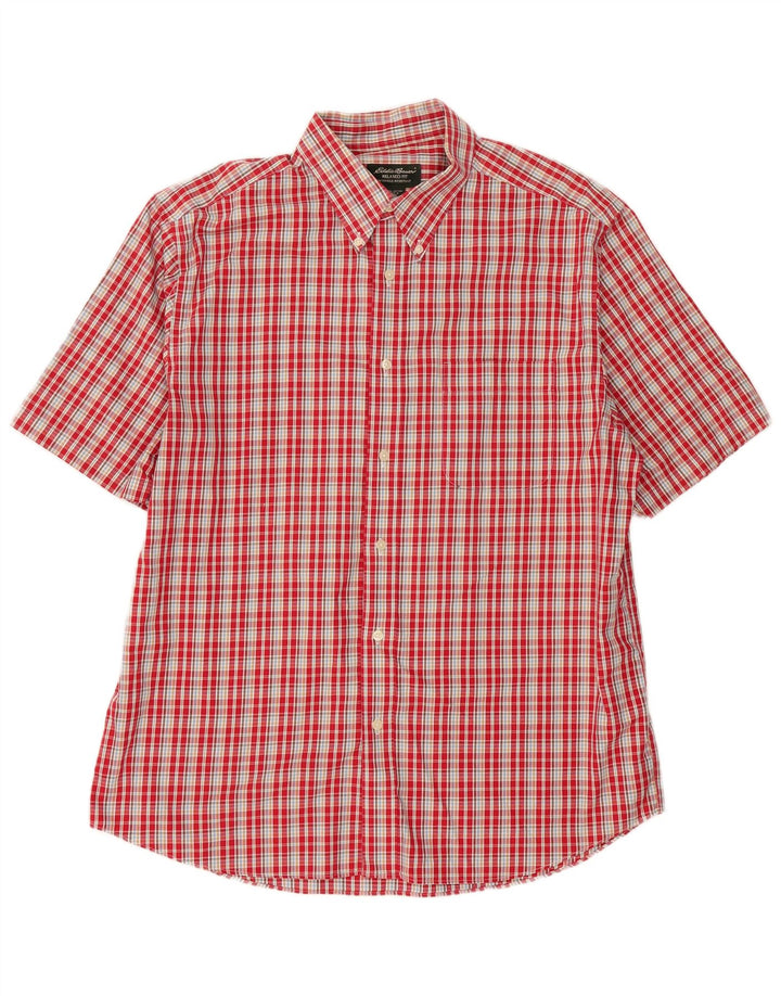 Eddie Bauer Chemise à manches courtes infroissable pour homme Grand carreaux rouges
