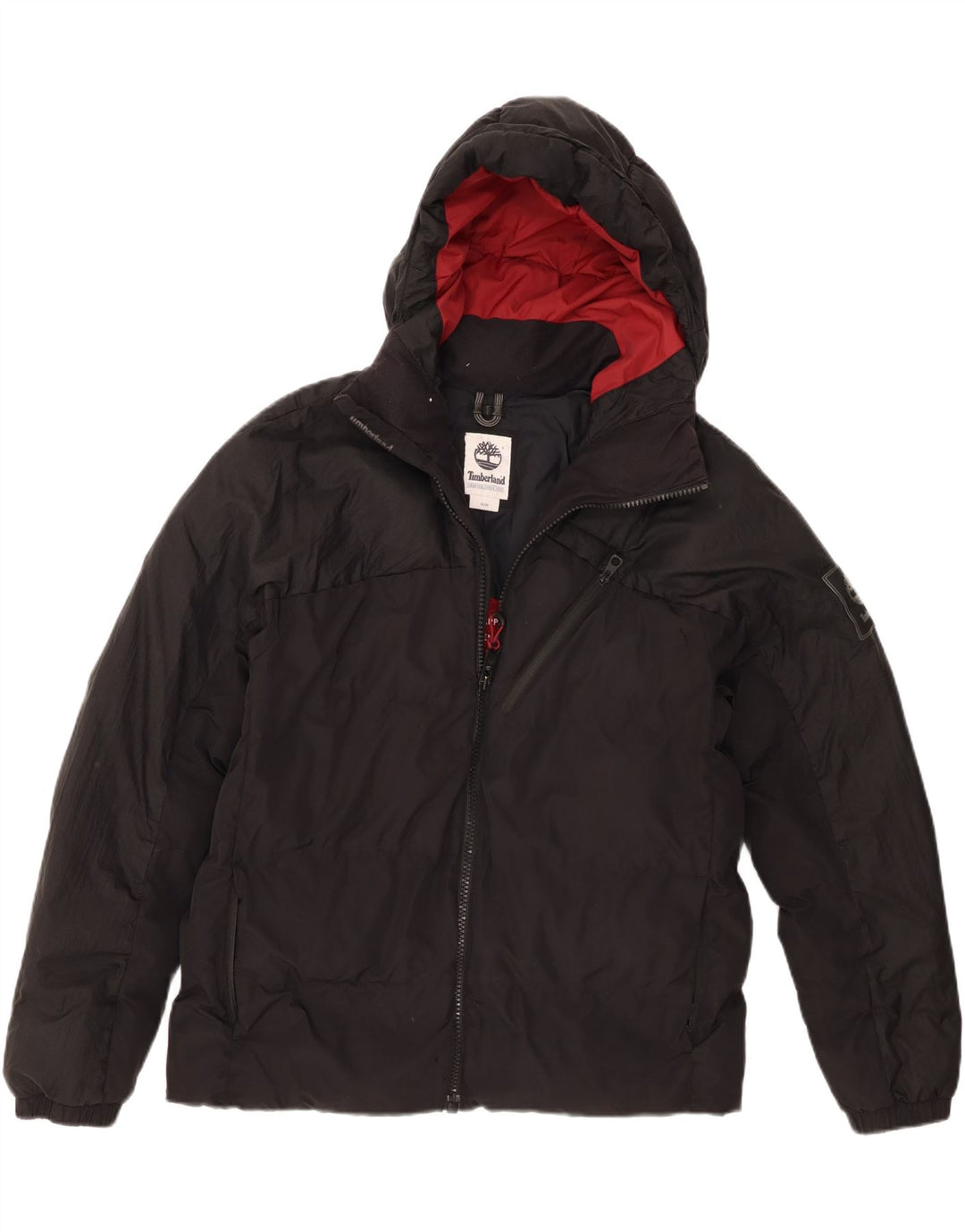 Timberland Veste matelassée à capuche pour homme UK 38 Medium Black Nylon