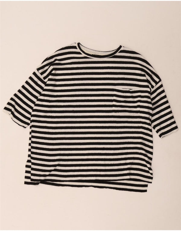 Zara Womens Oversized T-Shirt Top UK 14 Medium Black Striped