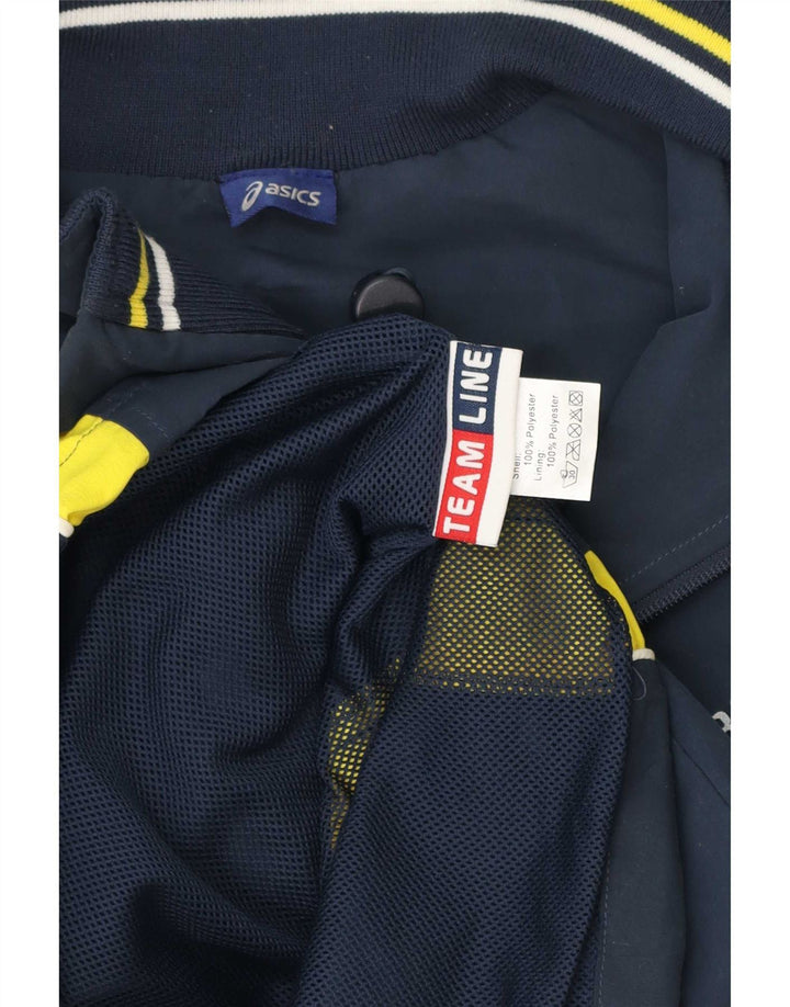 Asics Veste de survêtement graphique pour homme 2XL Bleu marine Colorblock Polyester