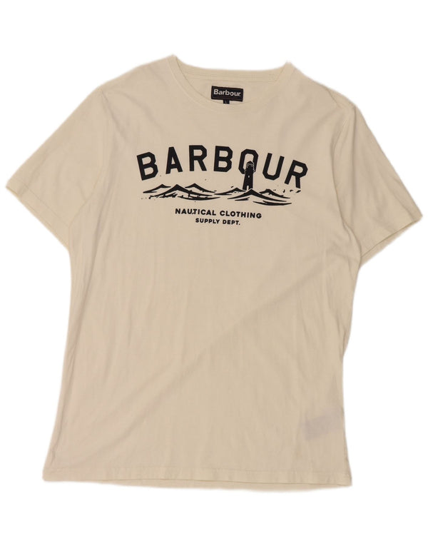 Barbour T-shirt graphique coupe ajustée pour hommes, grand coton blanc