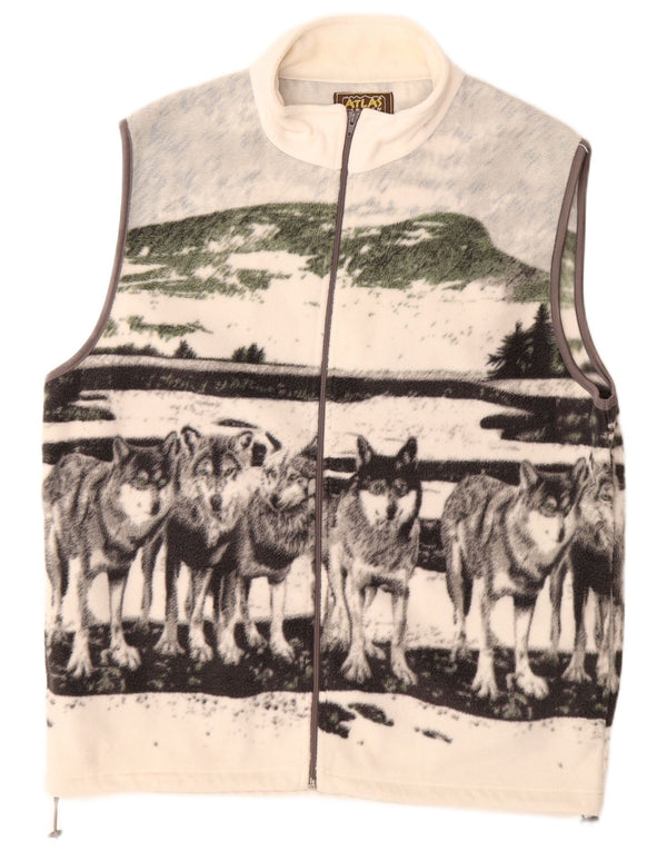 Atlas For Men Gilet polaire graphique pour homme UK 44 2XL Blanc cassé Polyester