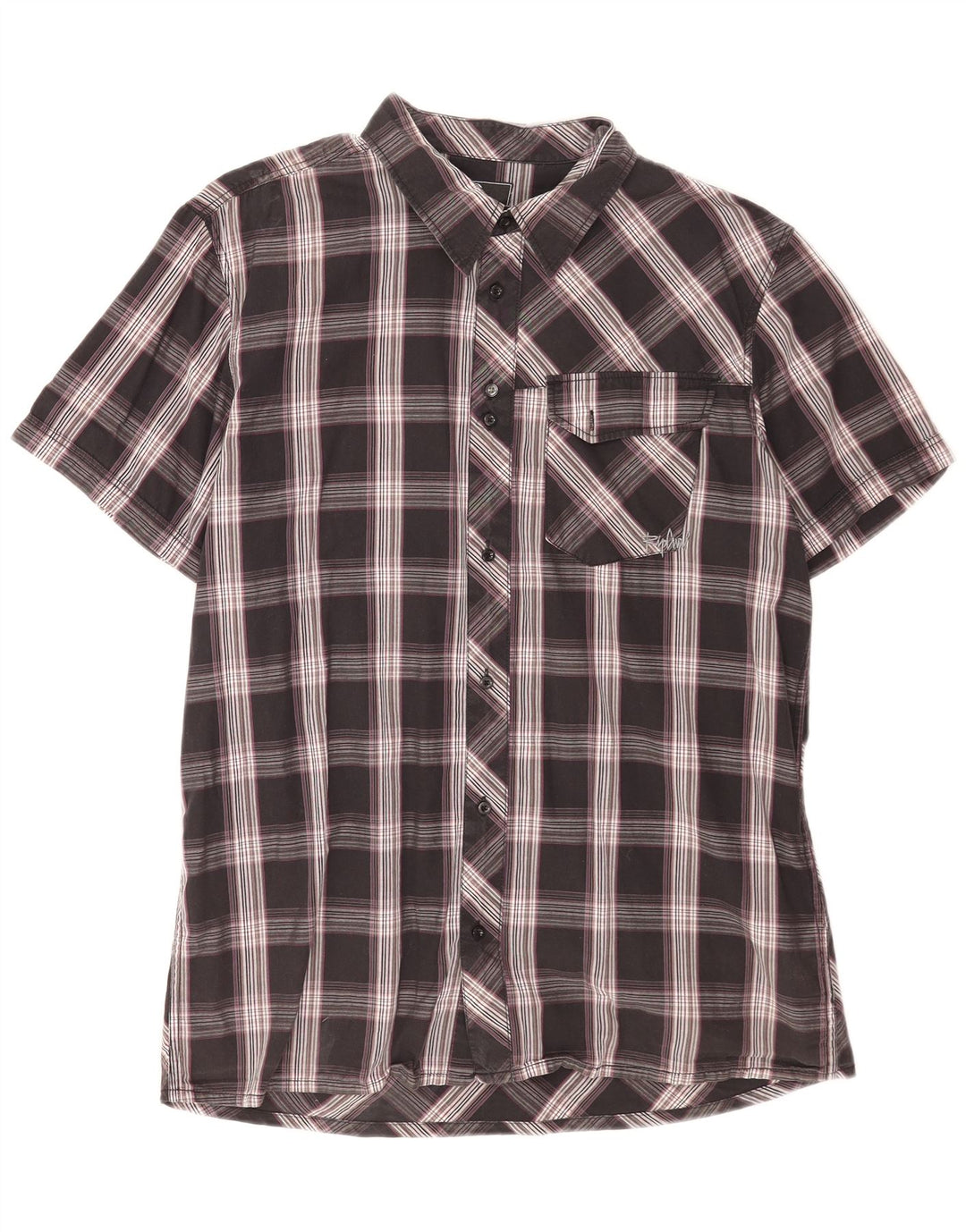 Rip Curl Chemise à manches courtes pour homme XL en coton à carreaux noirs