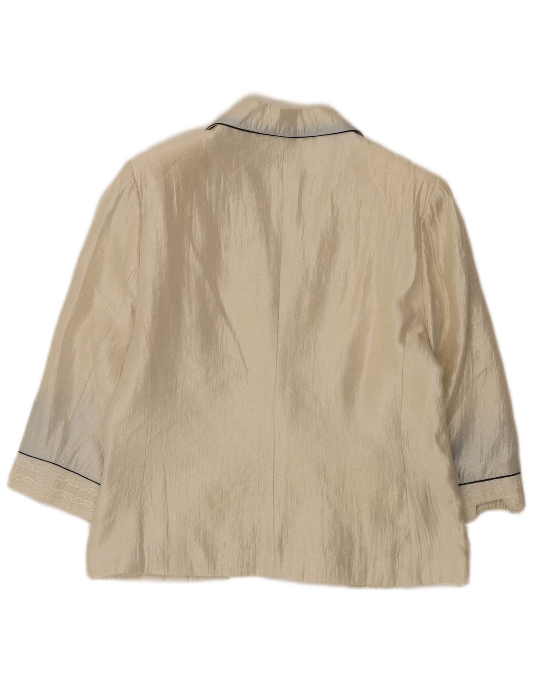vintage Femmes 3/4 Manches 1 Bouton Blazer Veste EU 50 3XL Beige Viscose