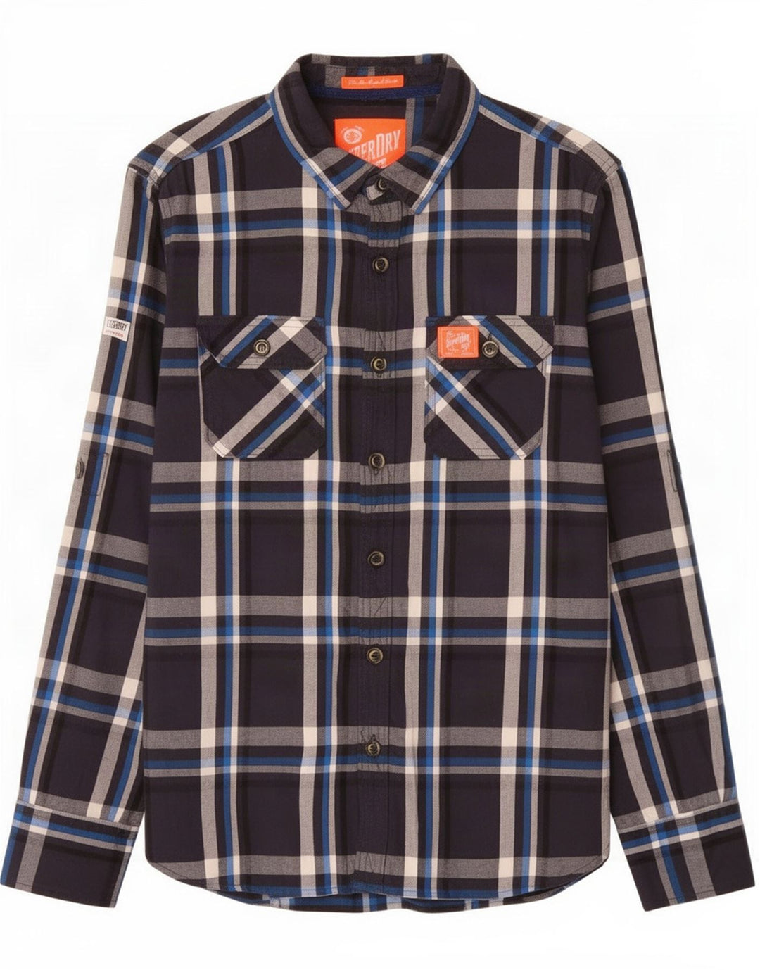 Superdry Chemise Flanelle Homme Bleu Marine Moyen Plaid Coton