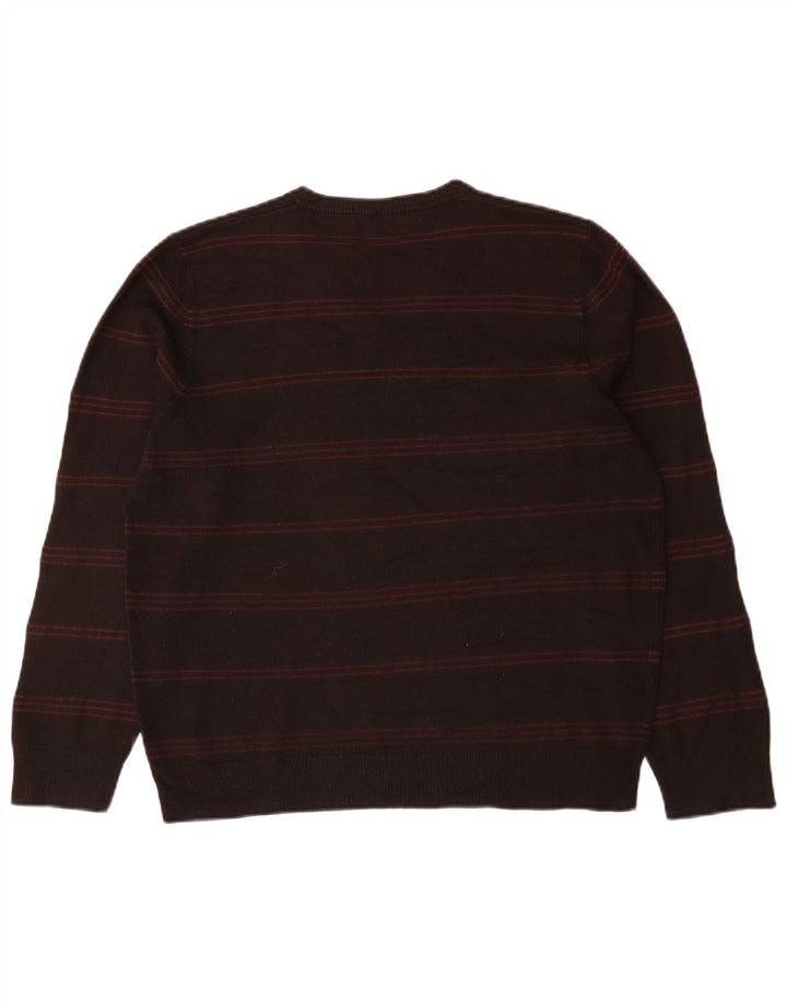 Marks & Spencer Pull à col en V Blue Harbour pour hommes, grand rayé marron