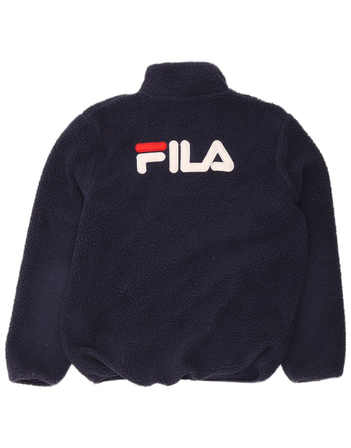 FILA Veste polaire graphique surdimensionnée pour femme UK 6 XS Bleu marine Polyester