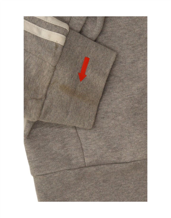 Adidas Pull à capuche zippé coupe régulière pour homme en coton gris moyen
