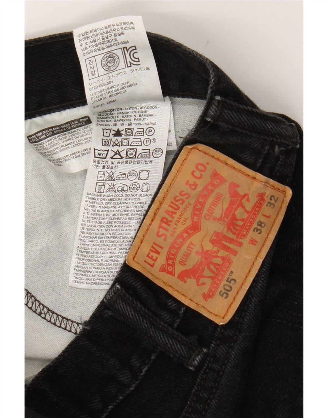 Levi's Jean Droit 505 Homme W38 L32 Noir Coton