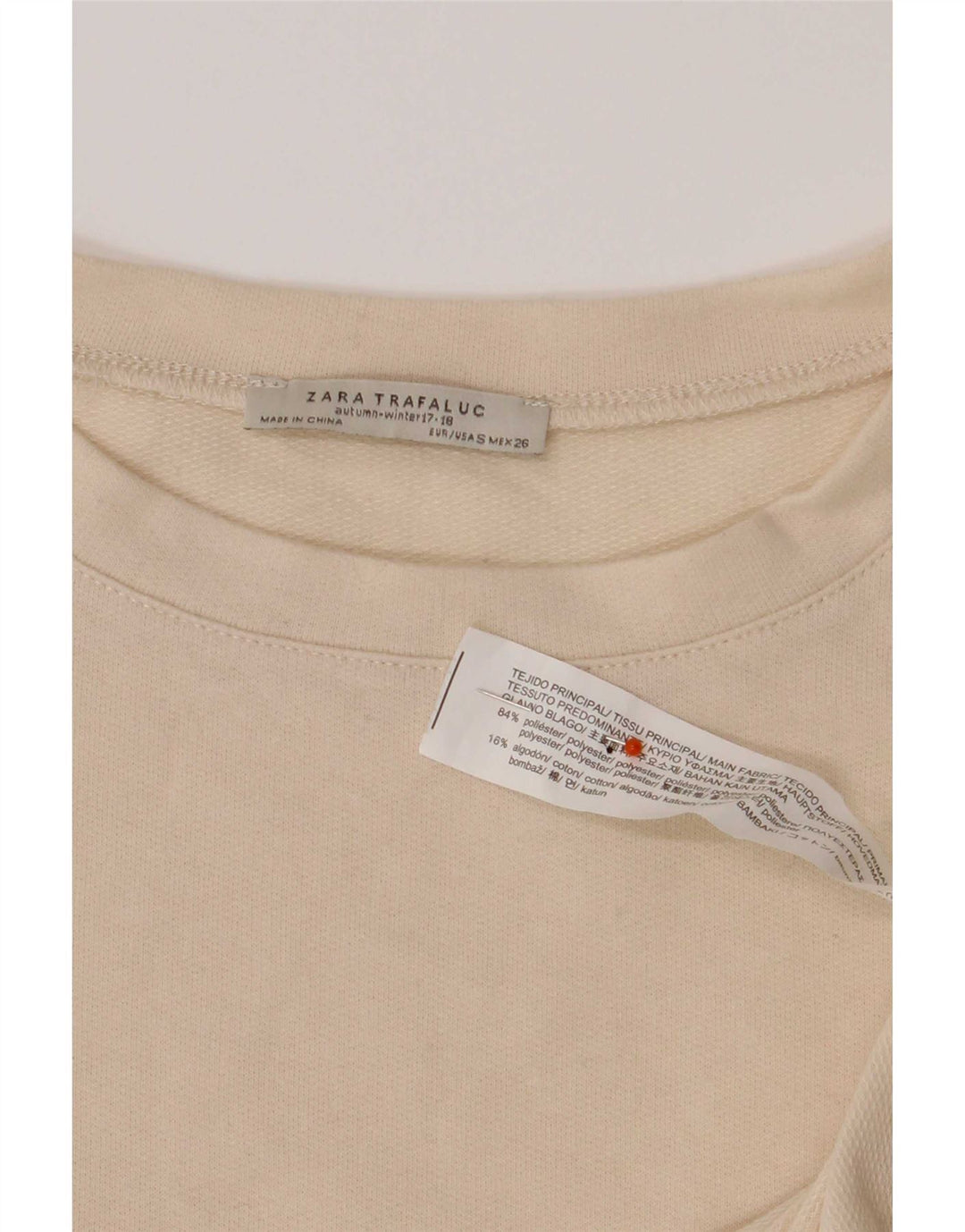 Zara Femme Haut Oversize Manches Longues UK 10 Petit Beige Colorblock