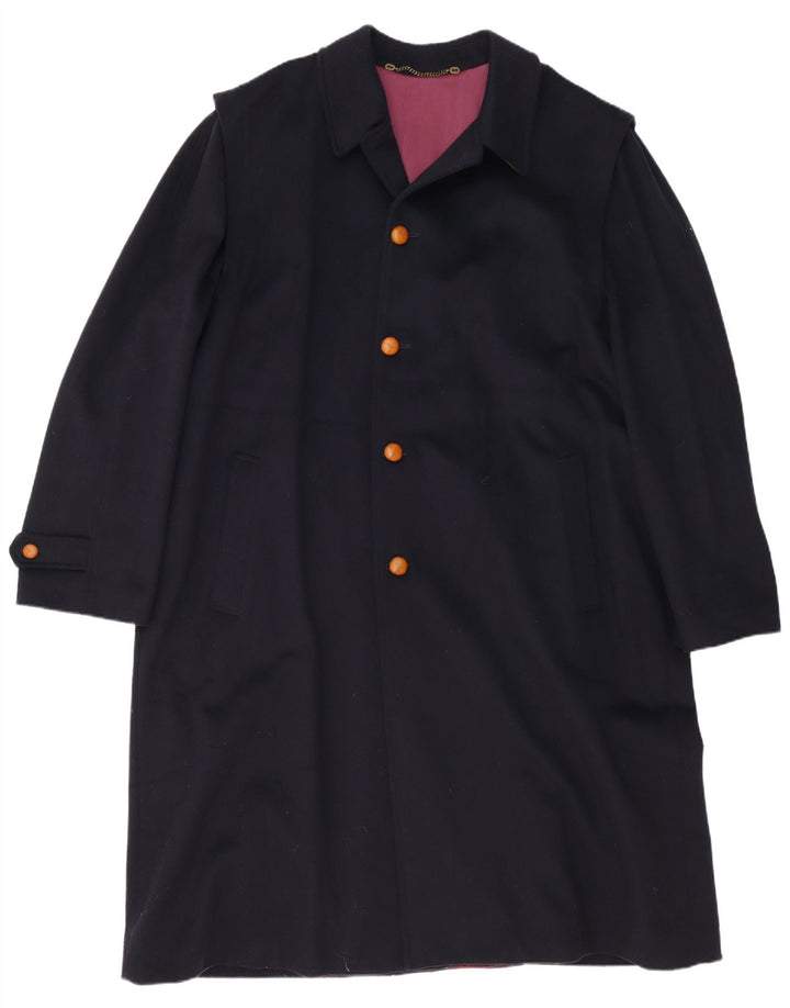 vintage Mens Overcoat UK 44 2XL Bleu Marine