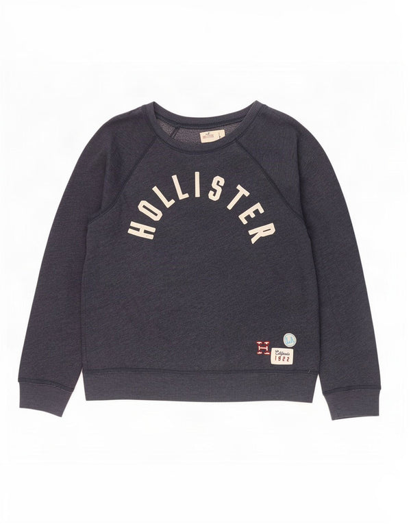 Hollister Sweat-shirt graphique pour femme UK 16 Large Bleu marine Coton