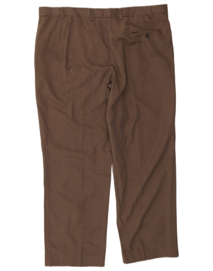 Marks & Spencer Pantalon de costume coupe classique pour homme W40 L29 Marron Polyester