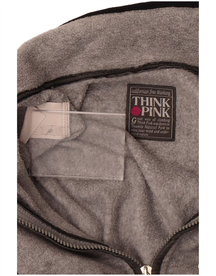 Think Pink Pull polaire surdimensionné à col zippé pour homme Petit gris