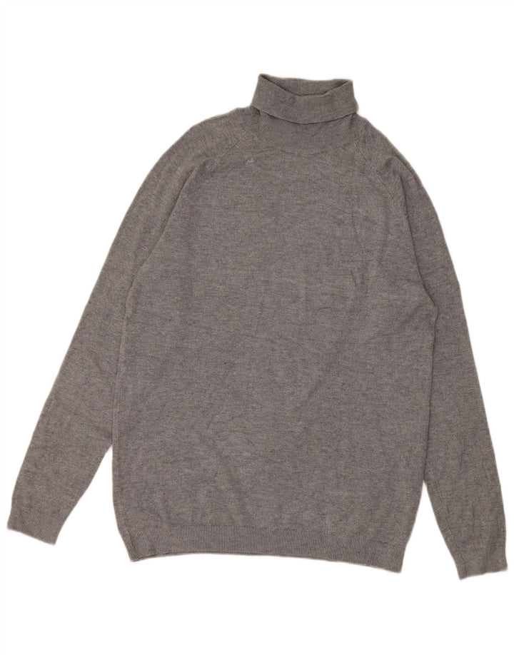 Zara Pull Col Roulé Homme Gris Moyen Viscose