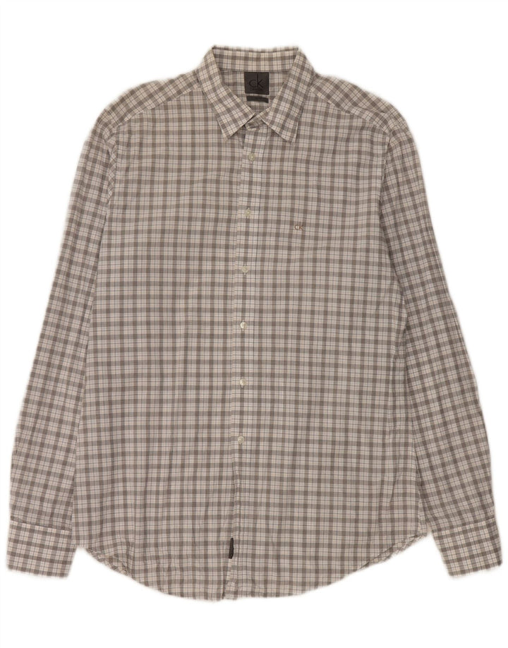 Calvin Klein Chemise Slim Fit pour Homme à Carreaux Gris Large