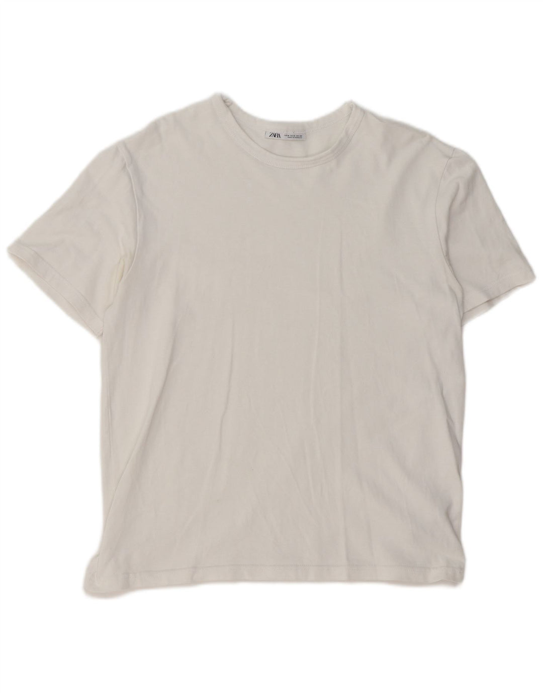 ZARA Homme T-Shirt Top Medium Blanc Coton