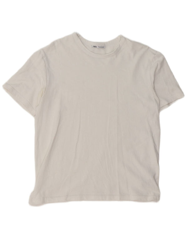 ZARA Homme T-Shirt Top Medium Blanc Coton