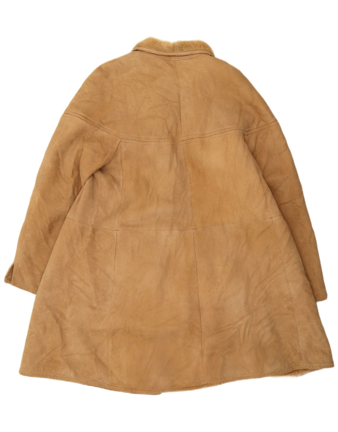 manteau en peau de mouton vintage femme UK 14 Grand Beige