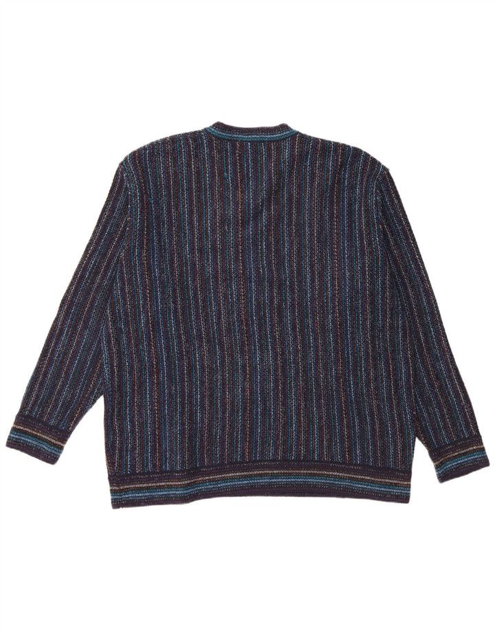 NANI BON Pull Col V Homme IT 54 XL Bleu Marine Rayé Acrylique