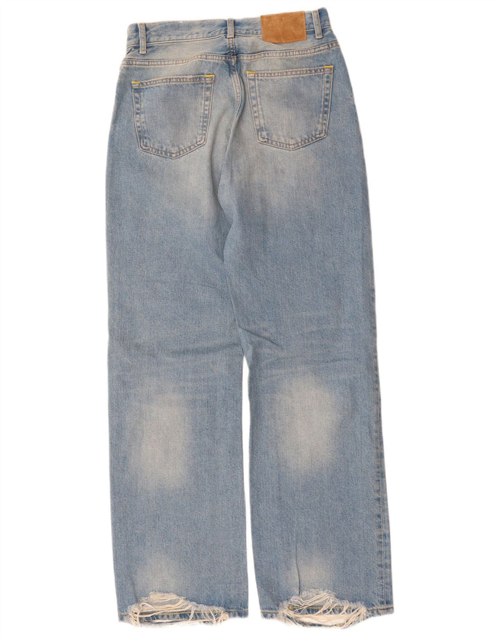ZARA Jean droit vieilli pour homme EU 38 Small W30 L33 Bleu