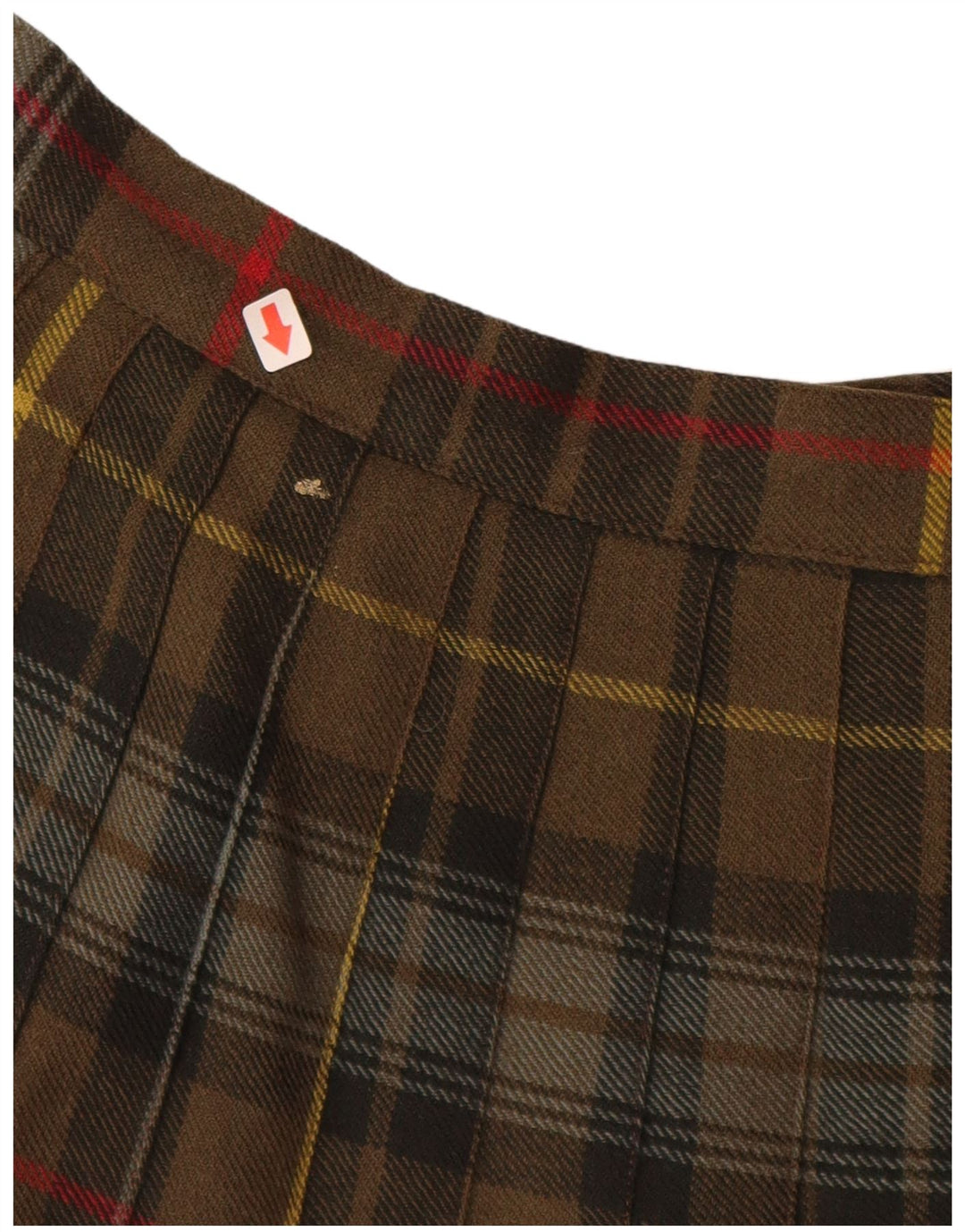 VINTAGE Jupe portefeuille femme W28 Plaid kaki moyen