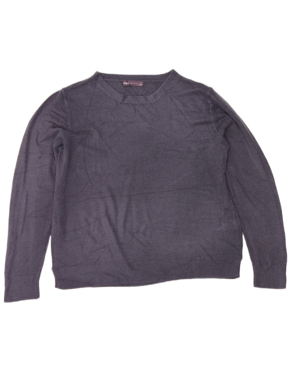 Marks & Spencer Pull col bateau pour femme UK 14 Large Bleu marine