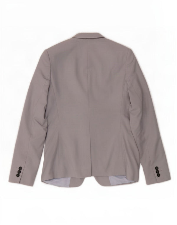 Topshop Veste Blazer 1 Bouton Femme UK 8 Petit Gris Polyester