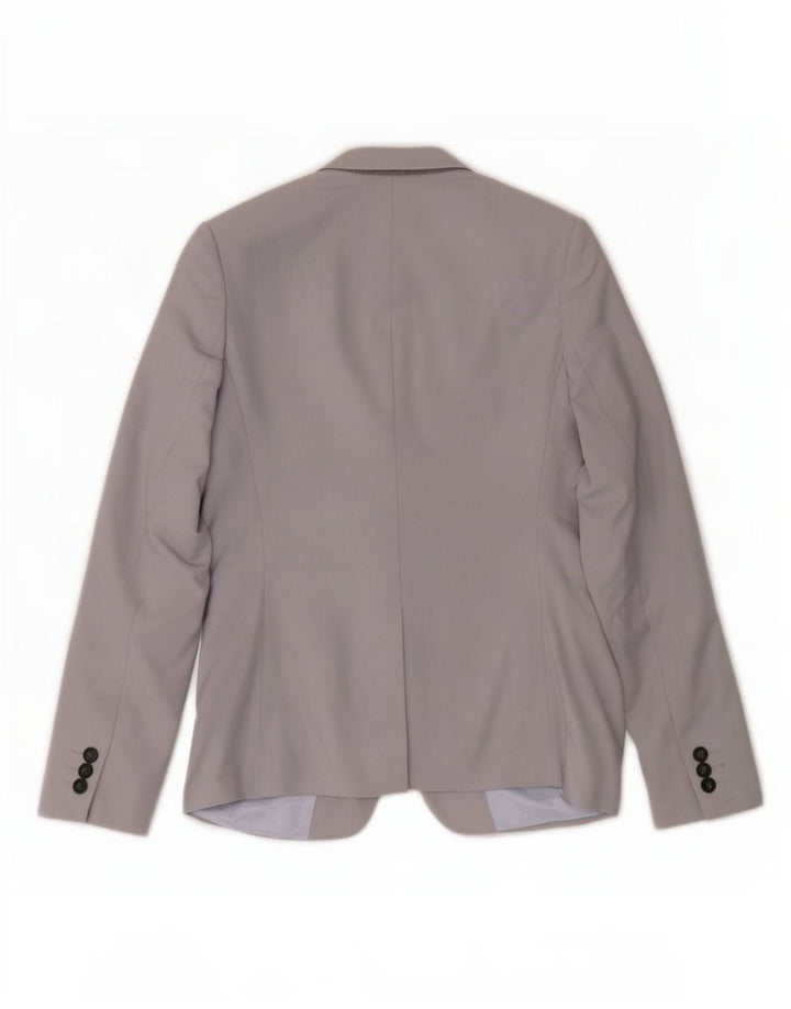 Topshop Veste Blazer 1 Bouton Femme UK 8 Petit Gris Polyester