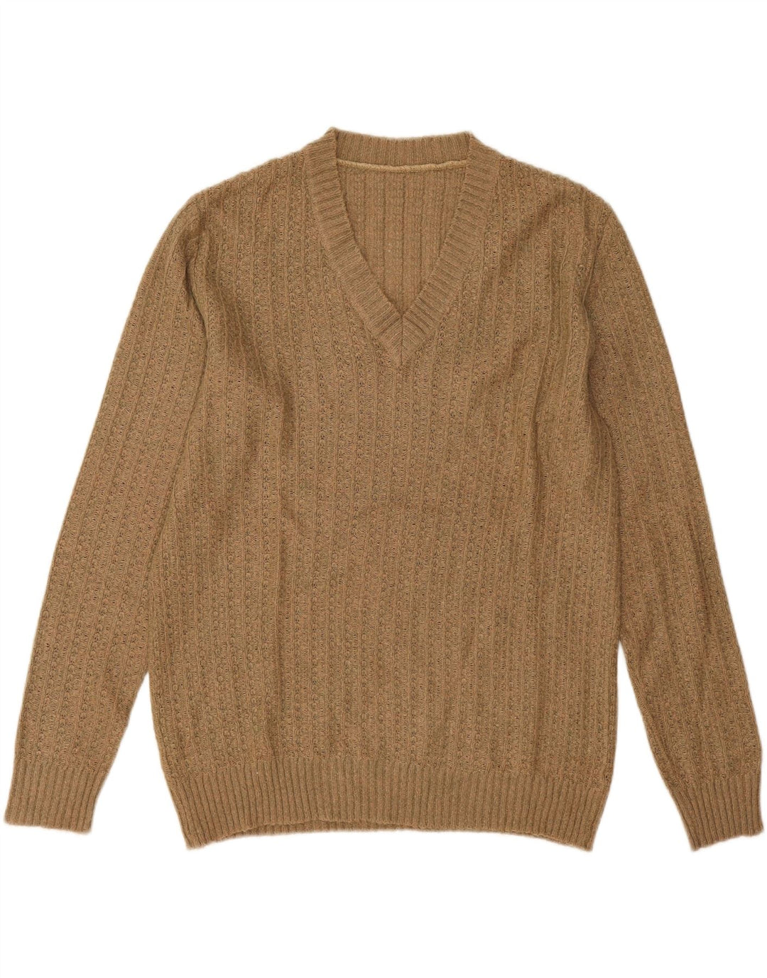 vintage Homme Col V Pull Pull XL Beige