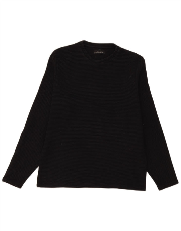 Zara Homme Top Manches Longues Rayé Noir Moyen