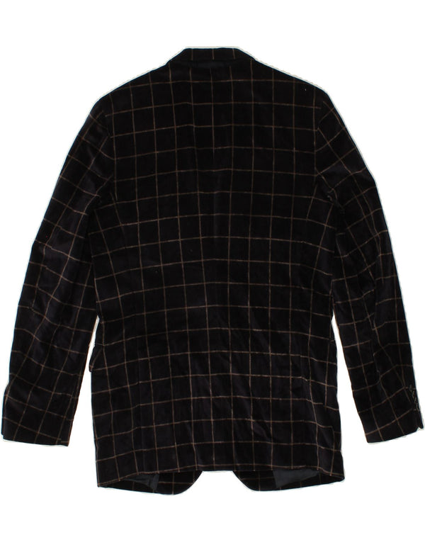ERMENEGILDO ZEGNA Mens 2 Button Blazer Jacket IT 46 Small Navy Blue Check