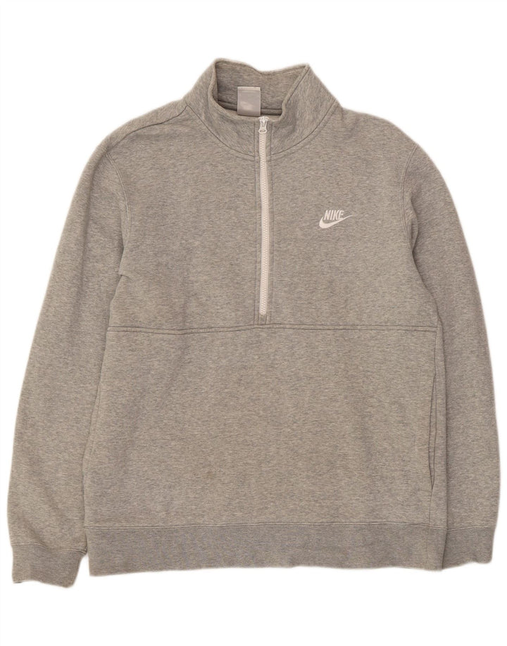 Nike Pull à capuche zippé avec col zippé en coton gris moyen