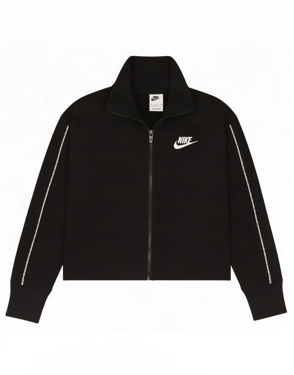 Nike Girls Crop Tracksuit Top Jacket 13-14 Years XL Black Polyester