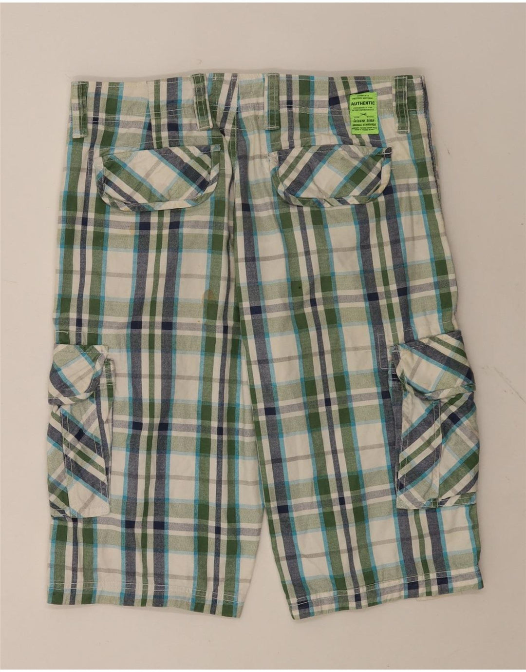 ZONE Short Cargo Homme IT 46 Small W32 Coton à Carreaux Multicolore