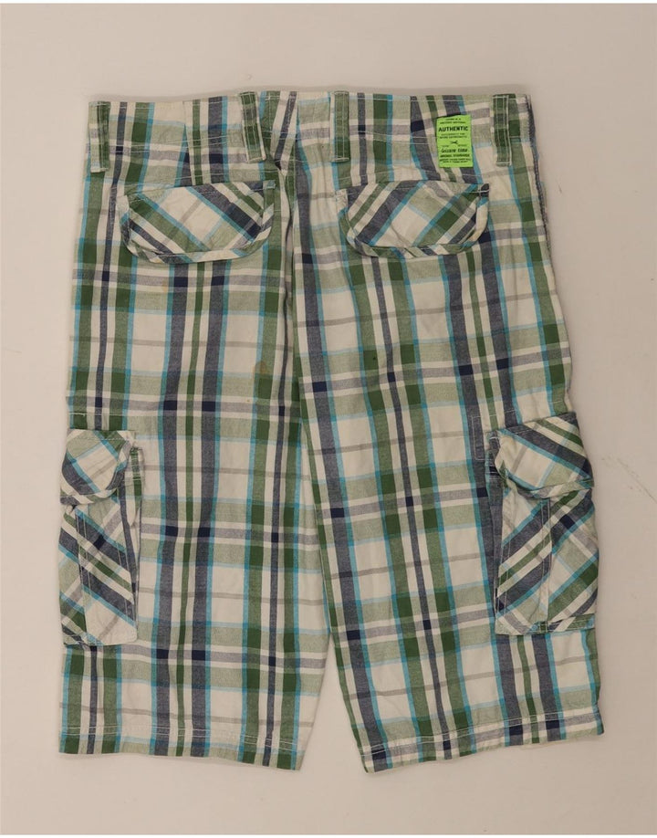 ZONE Short Cargo Homme IT 46 Small W32 Coton à Carreaux Multicolore