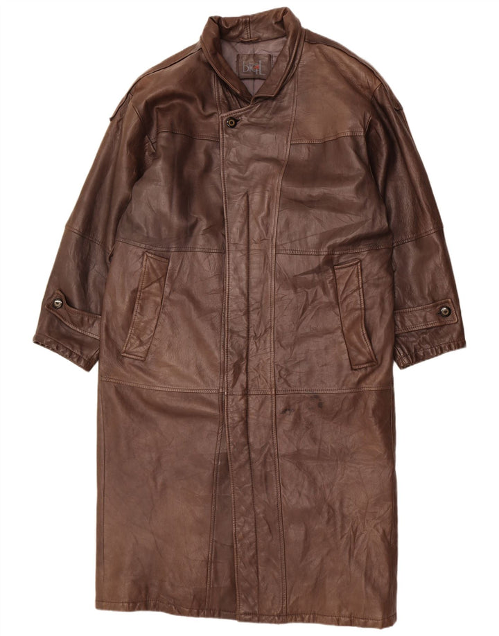 manteau en cuir homme vintage UK 38 Cuir brun moyen