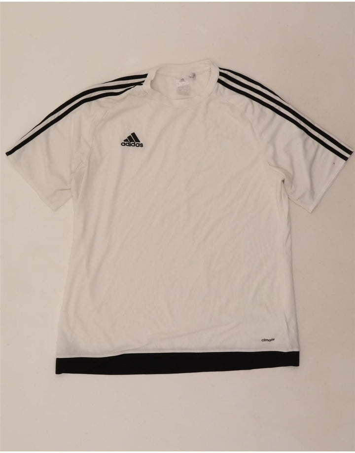 Adidas Climalite T-Shirt Top XL Blanc Colorblock Polyester