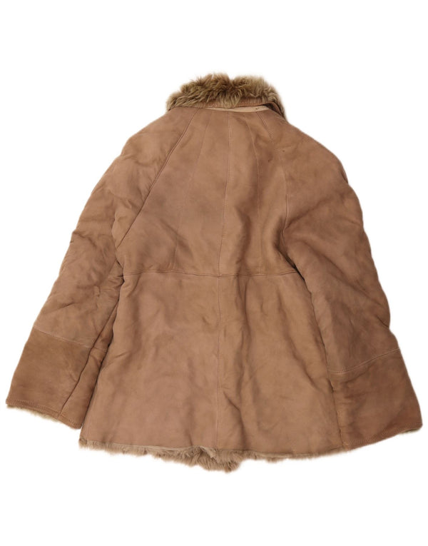 Veste Shearling Femme Vintage UK 12 Beige Moyen