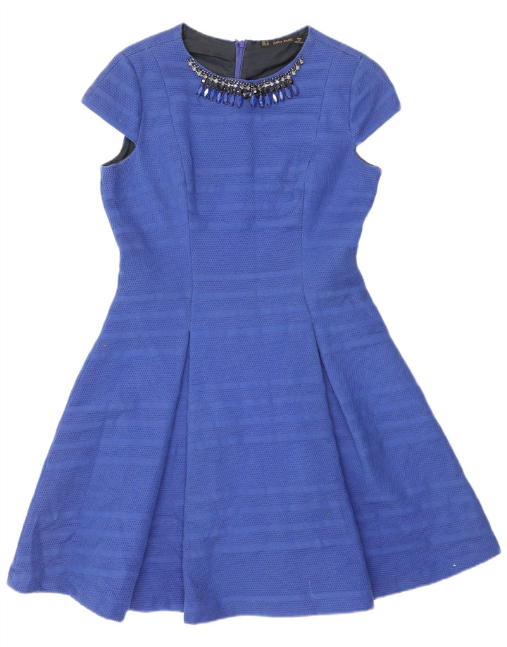 Zara Robe trapèze pour femme UK 12 Bleu moyen rayé
