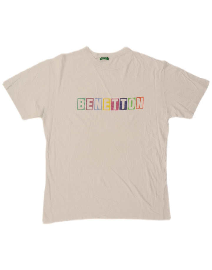 Benetton T-Shirt Graphique Homme Blanc Moyen