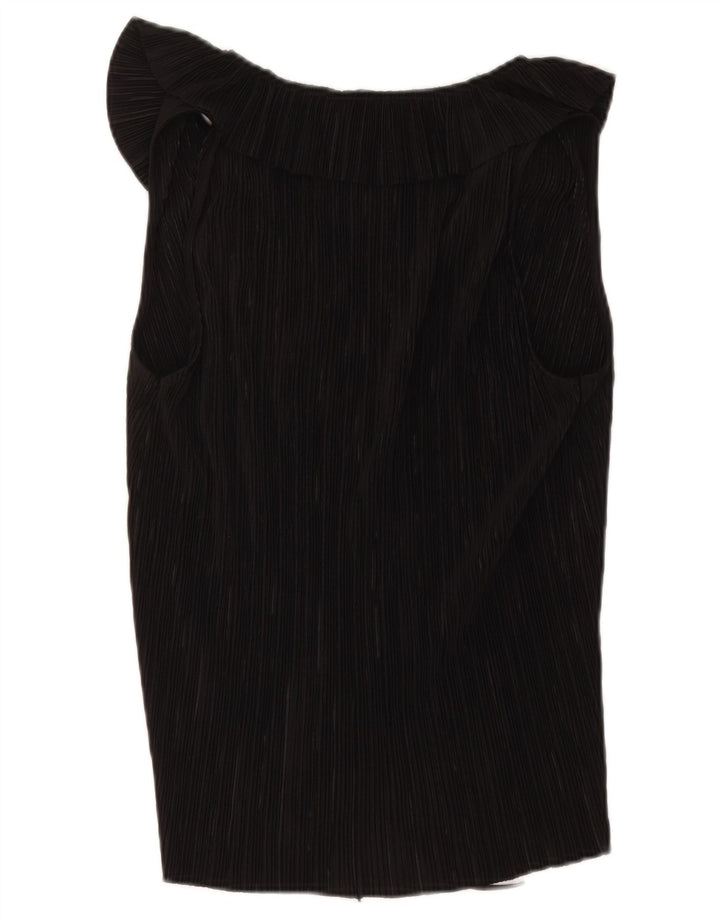 Zara Femme Chemisier sans manches Top UK 12 Medium Noir Polyester