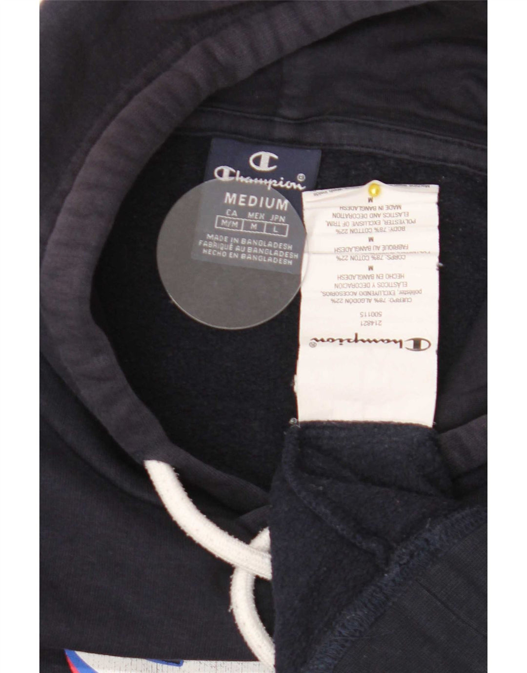 Champion Pull à Capuche Graphique Homme Bleu Marine Moyen Coton