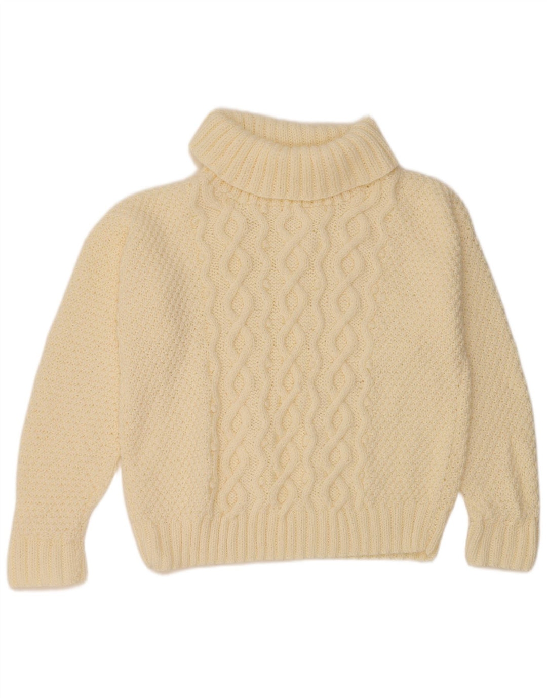 VINTAGE Pull surdimensionné à col roulé pour femme UK 18 XL Blanc cassé