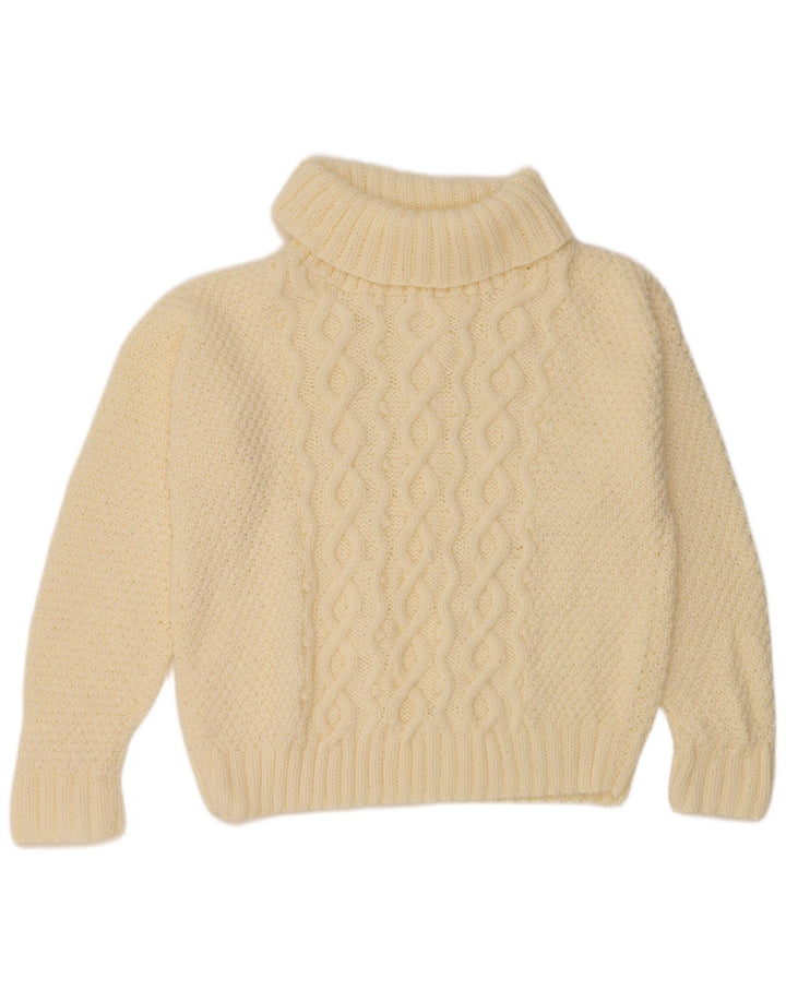 VINTAGE Pull surdimensionné à col roulé pour femme UK 18 XL Blanc cassé