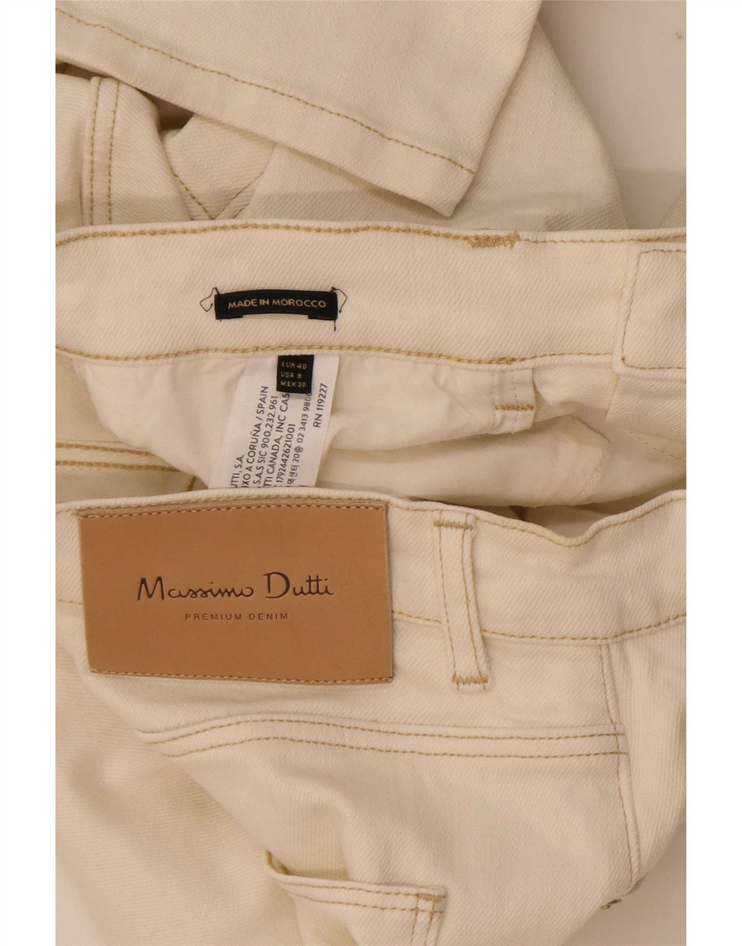 Massimo Dutti Jean droit pour femme EU 40 Medium W30 L29 Coton blanc cassé
