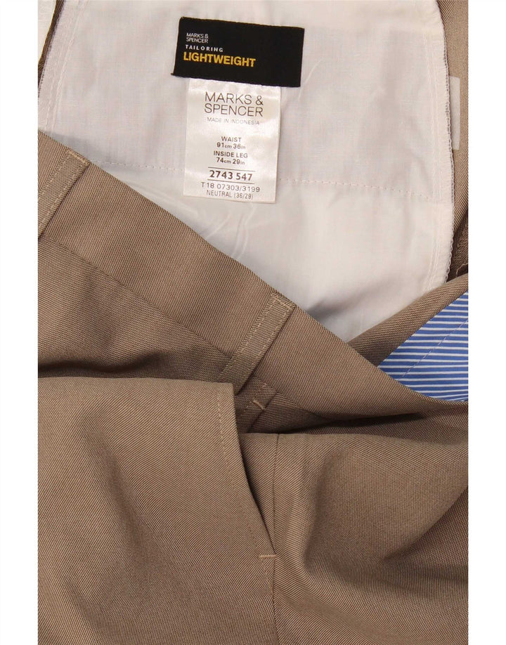 Marks & Spencer Pantalon de Costume Droit Homme W36 L29 Beige Polyester