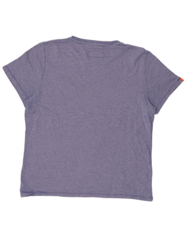 SUPERDRY T-Shirt Homme Top 2XL Bleu Pinstripe Coton